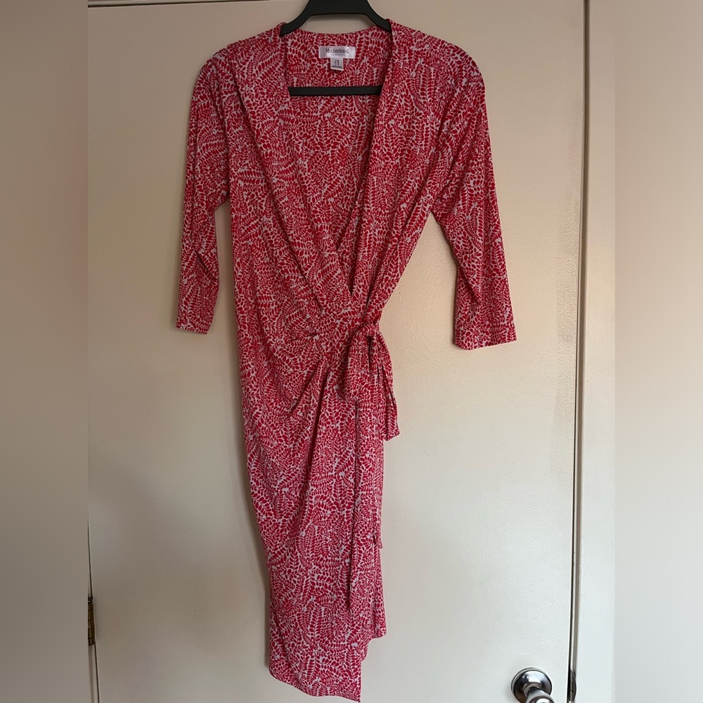 Maternity Dress, coral and white
